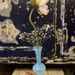 vase opaline bleu cerise noire